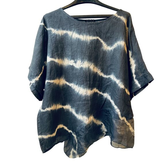 Saks Fifth Avenue Womens 100% Linen Shirt Size Medium Lagenlook Baggy Beachy - Picture 5 of 10